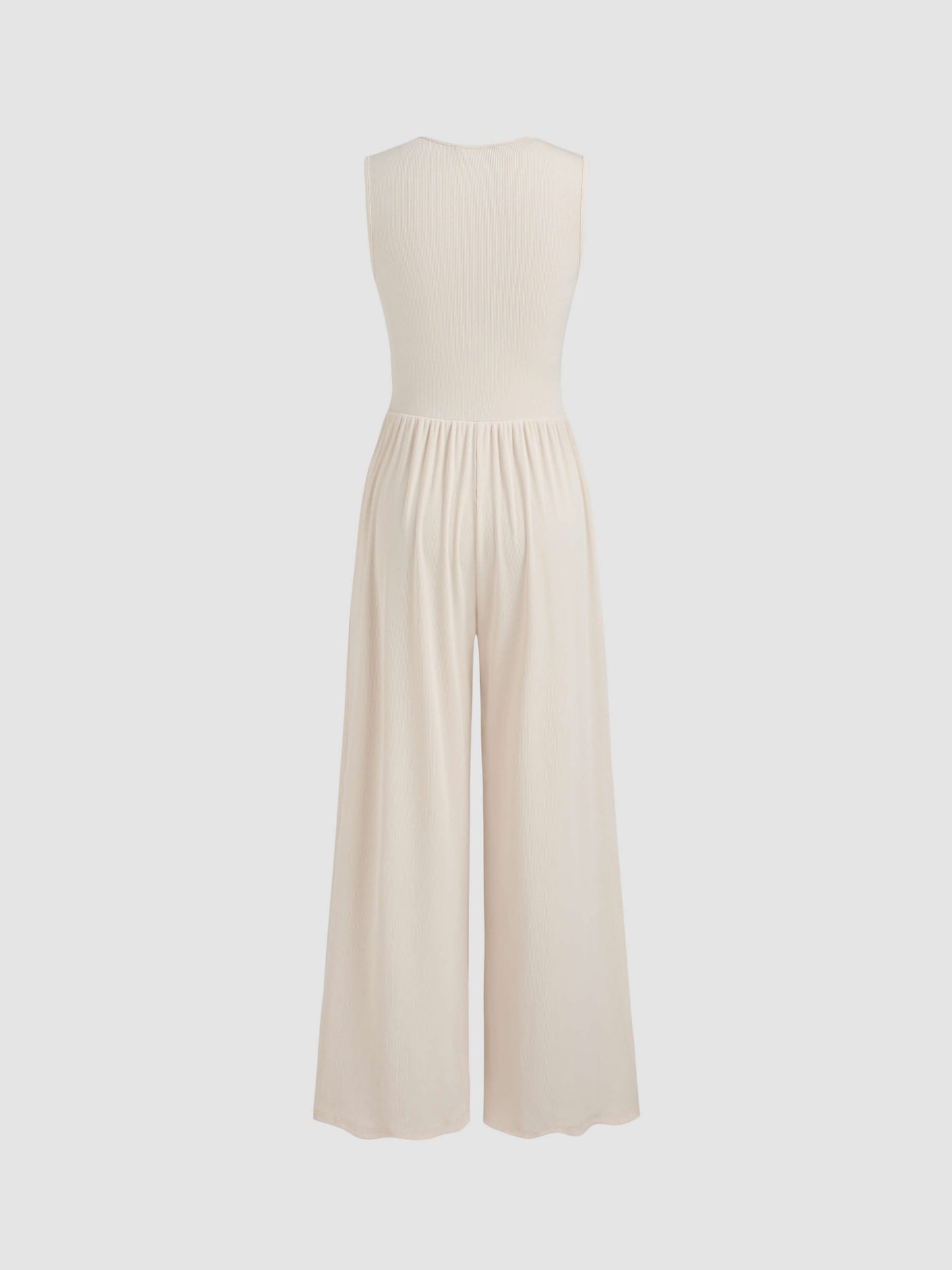 Mono Negro Elegante con Escote en V y Pierna Ancha