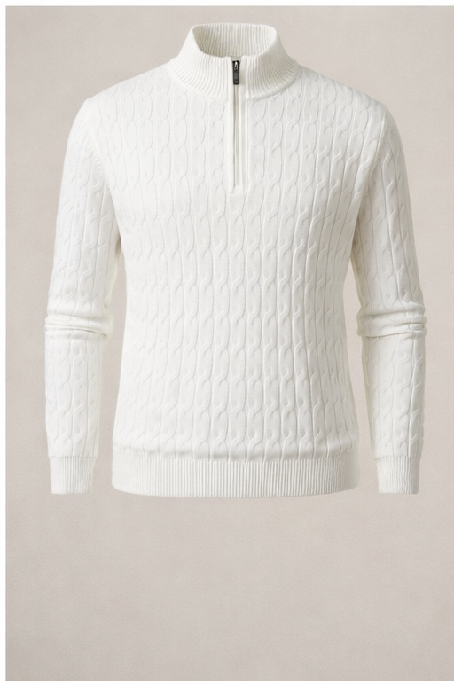 Jersey de Hombre con Cremallera y Cuello Alto en Punto Texturizado